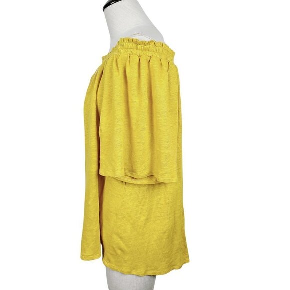 Sundance Dancing Garden Top L Yellow Linen Embroidered Floral Off The Shoulder - Picture 4 of 7